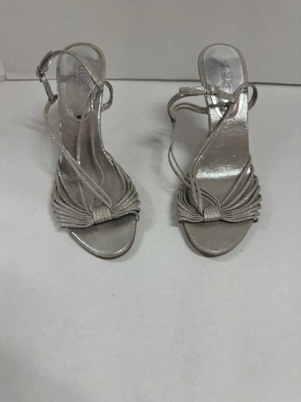 Guess by Marciano Silver Metallic Heeled Sandals - Size 7.5 - Picture 2 of 15